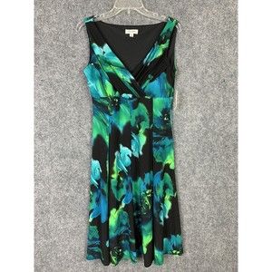 Jones Studio Sleeveless Fit & Flare Floral Dress NWT Sz 8 Flattering Crossover